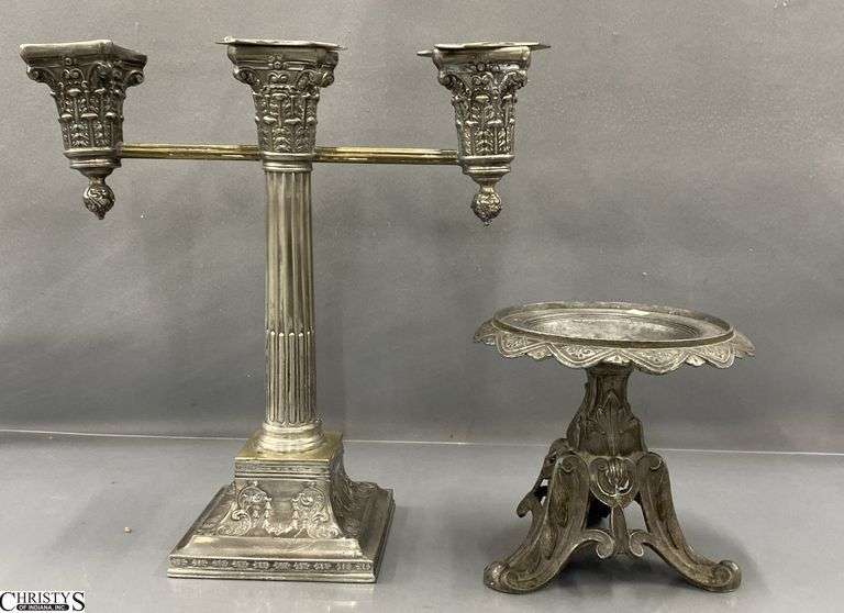 2pcs Pewter Candle Holders, Tallest Wilcox Candelabra 10.5"x11" image
