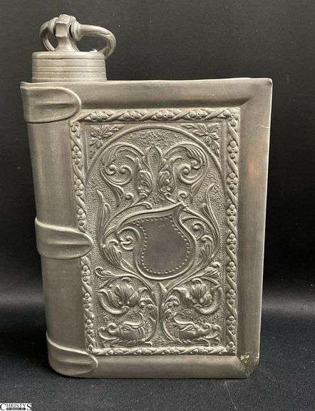 Pewter Screw Top Book Decanter 6"x9" image