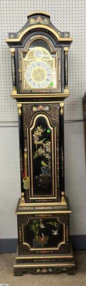 Asian Influence Grandfather Clock Case - Mismatched internal components, missing parts  - 20" x 13" x 81" of case image