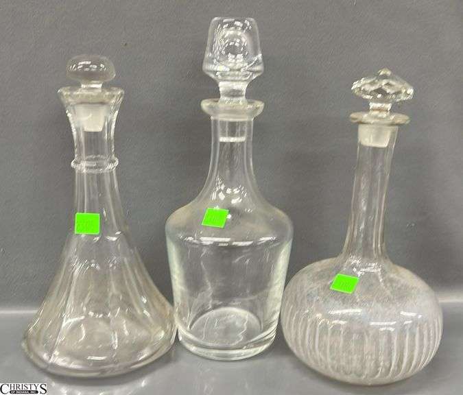 3 Crystal and Glass Decanters - 11" of tallest image