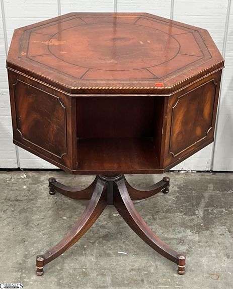 Leather Top Octagon Side Table - 24" x 24" x 28 image