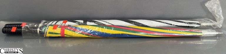 2 Full Size Umbrellas, Multi Color and Black and White image
