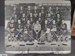 Old Hockey Memorabilia Including Six 1948 Indianapolis Ice Trading Cards, Indpls. Capitals - American Hockey League 1946-1947 Team Photo, Indpls. Capitals Hockey Club Coliseum Sports Review 1944-1945, and an Indpls. Star This Week Magazine Dated December 3, 1950 with a Hockey Cover
