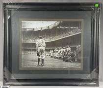 THE BABE BIDS FAREWELL Black and White Photo Print Framed Under Glass 30" X 26"