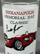 Indianapolis Memorial Day Classic 1967 Turbine-Powered Parnelli Jones Autographed Glass and a 7 UP Souvenir Bottle 500 Mile Race May 27, 1979 Autographed