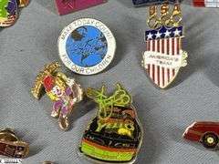 Miscellaneous Pins to Include Indy 500, Brickyard 400, 2 Vintage FMC Pins (Food Machine Co.), NCAA Basketball, Little League Baseball, Sportsman's Park 2000, Mello Yello Grand Prix, Indiana Amvets and Others