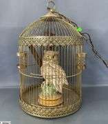 Lighted Owl In Bird Cage 18" Tall