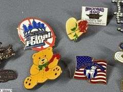 Miscellaneous Pins to Include Indy 500, Brickyard 400, 2 Vintage FMC Pins (Food Machine Co.), NCAA Basketball, Little League Baseball, Sportsman's Park 2000, Mello Yello Grand Prix, Indiana Amvets and Others