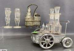 Vintage Nude Male and Female Shot Glasses, Cruet and Caddy for Condiments