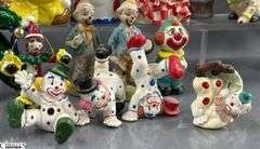 Clown Collectibles, and Figurines Marked Japan, Hong Kong, Music Boxes, Planter, Tallest 10"