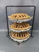 Wrought Iron 3 Pie Display With Faux Pie Potpourri 15" Tall