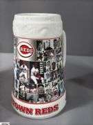 2 Baseball Steins.  Reds Stein 99 Hops House in Box and Made in Brazil Avon Baseball  Stein with Lid