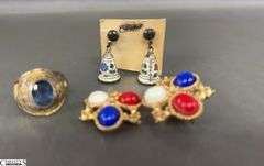 Costume Earrings, Necklaces, Wedgwood Necklace, Hand Held Counter, Harmonical, TransAM Belt Buckle, Pins / Buttons