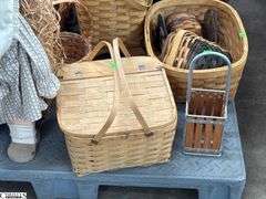 SKID with Baskets, and Faux Fruit, Breads, Wooden Doll Tallest 27", SKID is Not Included