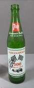 Indianapolis Memorial Day Classic 1967 Turbine-Powered Parnelli Jones Autographed Glass and a 7 UP Souvenir Bottle 500 Mile Race May 27, 1979 Autographed