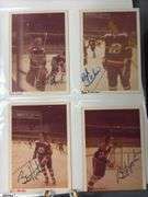 57 Indianapolis Racers Snapshots.  Mid 1970's.  Some are autographed.  Also included are Bill Estes Chevrolet Hockey Player Autographed Photos