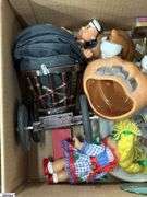 SKID With Trinkets, Candle Holders, Plate Stands, Scooby Cookie Jar, Popeye, Figural Lady Nut Cracker, Doll, Bells, Some Damage, SKID is Not Included