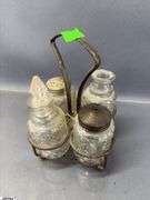 Vintage Nude Male and Female Shot Glasses, Cruet and Caddy for Condiments