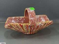 Murano Art Glass Rooster, Pottery Basket