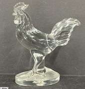 Heavy Glass Rooster Figurine 9"