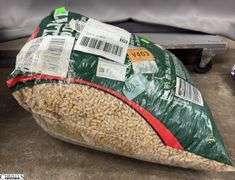 Opened and Taped Bag of Horse Feed