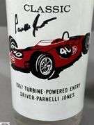 Indianapolis Memorial Day Classic 1967 Turbine-Powered Parnelli Jones Autographed Glass and a 7 UP Souvenir Bottle 500 Mile Race May 27, 1979 Autographed