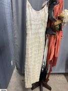 Hall Tree, Scarves, Hats, Flag, Vintage Ladies Booties, Fringe and Beaded Dresses *Need Repair and Cleaning*
