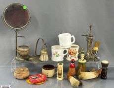 Shave Brushes, Mirrored Stands, Mustache Cups, Some Wear