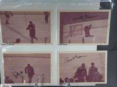 57 Indianapolis Racers Snapshots.  Mid 1970's.  Some are autographed.  Also included are Bill Estes Chevrolet Hockey Player Autographed Photos