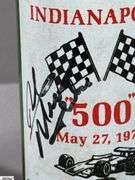 Indianapolis Memorial Day Classic 1967 Turbine-Powered Parnelli Jones Autographed Glass and a 7 UP Souvenir Bottle 500 Mile Race May 27, 1979 Autographed