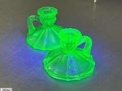UV Reactive Small Candle Holders, Amberina Candle