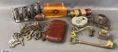 Padlocks, Small Fire Extinguisher, Cigar Case, Brass Golf Club Bottle Opener, Vintage Keys, Counter, Coin Changer