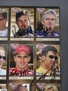 6 Uncut Sheets of Indianapolis 500 Trading Cards in a Racemaker Press Canvas Tote.  Some Cards are Autographed.  Michael Andretti, Kenny Brack, Robbie Buhl, Scott Dixon, Felipe Giaffone, Buddy Lazier, Tomas Scheckter, Eddie Chever Jr., Jeff Ward, Sam Hornish Jr.