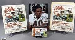 Gale Sayers Autographed Photo, Autograph Signing Ticket and 2 Gale Sayers Autograph Signing Flyers
