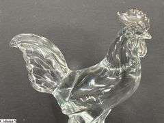 Heavy Glass Rooster Figurine 9"