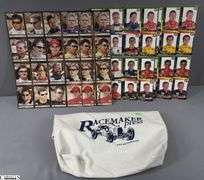 6 Uncut Sheets of Indianapolis 500 Trading Cards in a Racemaker Press Canvas Tote.  Some Cards are Autographed.  Michael Andretti, Kenny Brack, Robbie Buhl, Scott Dixon, Felipe Giaffone, Buddy Lazier, Tomas Scheckter, Eddie Chever Jr., Jeff Ward, Sam Hornish Jr.
