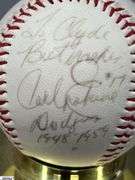 Carl Erskine Autographed Baseball.  "To Clyde Best Wishes #17 Carl Erskine Dodgers 1948-1959