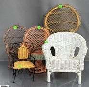 Vintage Wicker Doll Chairs Tallest 17"