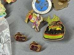 Miscellaneous Pins to Include Indy 500, Brickyard 400, 2 Vintage FMC Pins (Food Machine Co.), NCAA Basketball, Little League Baseball, Sportsman's Park 2000, Mello Yello Grand Prix, Indiana Amvets and Others