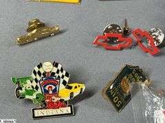 Miscellaneous Pins to Include Indy 500, Brickyard 400, 2 Vintage FMC Pins (Food Machine Co.), NCAA Basketball, Little League Baseball, Sportsman's Park 2000, Mello Yello Grand Prix, Indiana Amvets and Others
