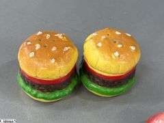 Salt and Peppers, Hands, Feet, Clear, Brass Color, Tourist, Hamburgers, Cake and Pies