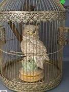 Lighted Owl In Bird Cage 18" Tall
