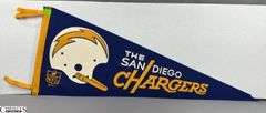 The San Diego Chargers NFL Pennant Dated 1967.  The tip of the pennant is damaged.  See Photo