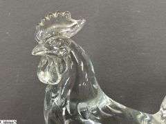 Heavy Glass Rooster Figurine 9"