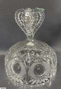 Hofbauer Crystal Dome, 4 Pressed Glass Horse Heads, Swan, Lidded Dish, Candle Holder Tallest 8.5"