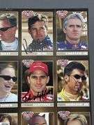 6 Uncut Sheets of Indianapolis 500 Trading Cards in a Racemaker Press Canvas Tote.  Some Cards are Autographed.  Michael Andretti, Kenny Brack, Robbie Buhl, Scott Dixon, Felipe Giaffone, Buddy Lazier, Tomas Scheckter, Eddie Chever Jr., Jeff Ward, Sam Hornish Jr.