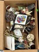 SKID With Trinkets, Candle Holders, Plate Stands, Scooby Cookie Jar, Popeye, Figural Lady Nut Cracker, Doll, Bells, Some Damage, SKID is Not Included