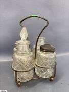 Vintage Nude Male and Female Shot Glasses, Cruet and Caddy for Condiments