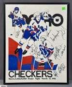 Autographed Checkers Poster 16x20.  Metro / Checkers Poster Night March 27, 1982