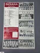 Miniature IU Basketball Autographed and 2016-2017 IU Posters. Autographs include George McGinnin, Steve Alford, Jim Crews, Damon Bailey and Others.  The large poster has a ripe.  See Photo